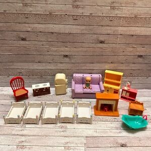 Epoch Co  Dollhouse Furniture Set with Purple Sofa